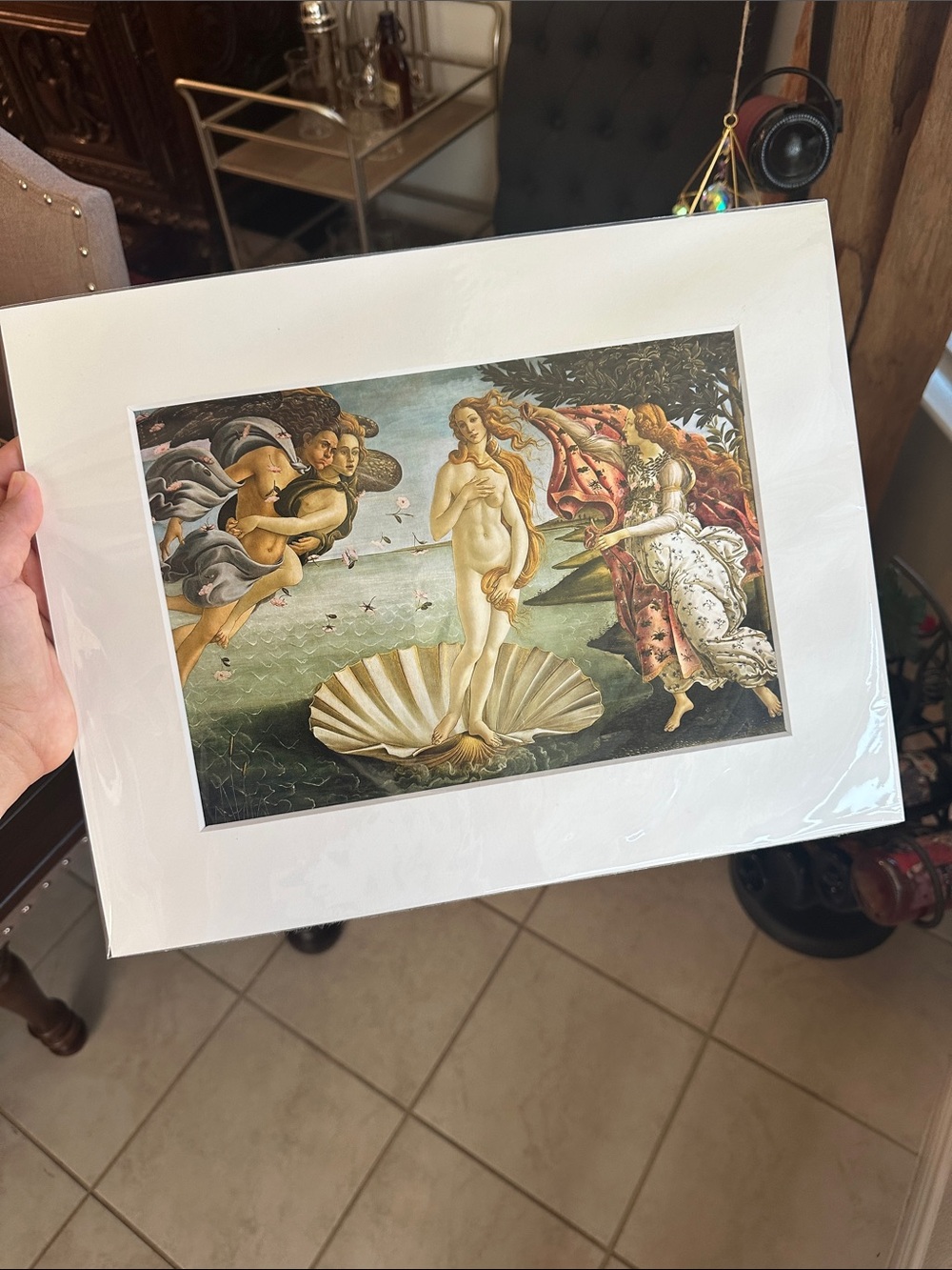 Classic Renaissance Art Print in Cream, Blue, Green - Home Wall Art